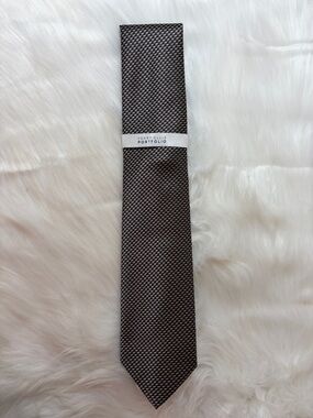 NWT Perry Ellis Textured Brown Bartolle Mini Tie